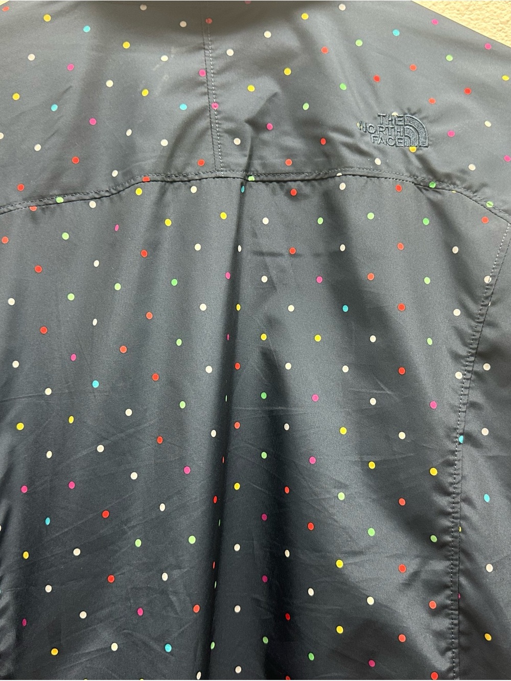 The North Face Navy Rain Jacket with Multicolor Polka Dots - Women’s - Picture 10 of 10